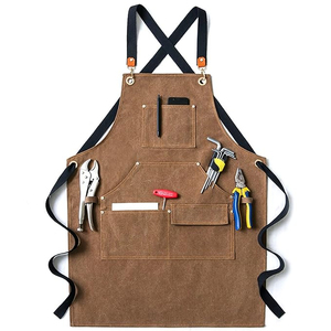 Tabliers de travail en coton marron pour hommes, multi-poches, sangle réglable, anti-poussière, pour ateliers de menuiserie, tablier de travail utilitaire, tablier de travail robuste - Product Image 3