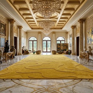 Alfombra Contemporánea Dorada con Diseño de Líneas Orgánicas, Hecha a Mano con Lana Premium, Alfombra Decorativa Moderna para Sala de Estar y Dormitorio - Product Image 6