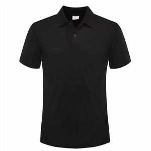 Camiseta de golf de manga corta transpirable de algodón informal de talla grande para hombre con logotipo personalizado patrón sólido tejido de punto - Product Image 1