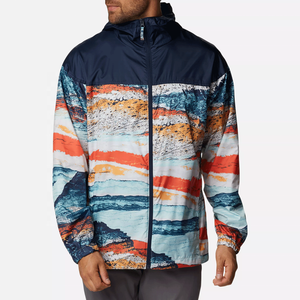 Veste coupe-vent légère pour homme, imperméable, à capuche, fermeture éclair intégrale, imprimé graphique multicolore, pour la randonnée et les sports - Product Image 1