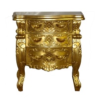 Ensembles de lit en bois Rococo Ensemble de meubles de chambre à coucher dorés antiques sculptés par un fabricant de meubles en bois à Jepara Java en Indonésie