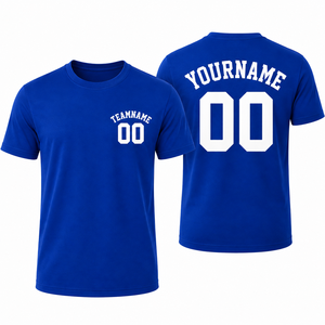 T-shirt rouge personnalisé pour hommes, avec nom et numéro imprimés, manches courtes, col rond, style jersey décontracté, coupe régulière, 100% coton - Product Image 4