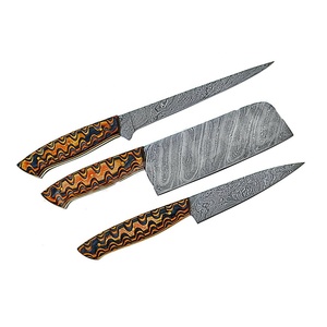 Juego de Cuchillos de Cocina de Damasco Forjados a Mano de 3 Piezas Personalizados, Juego de Cuchillos Profesionales para Chef con Mango de Madera, OEM ODM - Product Image 2