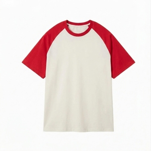 T-shirt Raglan Personnalisé Homme en Coton Épais, T-shirt Thermique à Manches Courtes, Haut en Jersey Gaufré Coupe Boxy pour Homme - Product Image 1