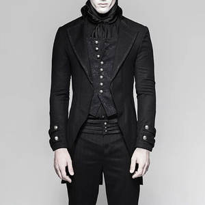 Abrigo Gótico Negro Steampunk Rock para Hombre, Estilo Vampiro, Uniforme de Mezcla de Algodón, Estilo Punk - Product Image 2