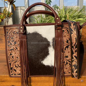 กระเป๋าถือหนังแบบตะวันตกกระเป๋าถือสะพายข้างสำหรับผู้หญิงกระเป๋าหนังแท้สำหรับใส่แล็ปท็อป - Product Image 2