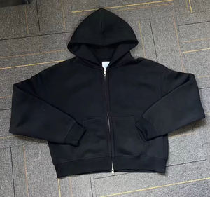New Arrival Custom Color Cropped Zip Up Hoodie Cotton Sweatshirt Personalized Printing Streetwear Zipper <b>Crop</b> <b>Top</b> Hoodie - Product Image 3