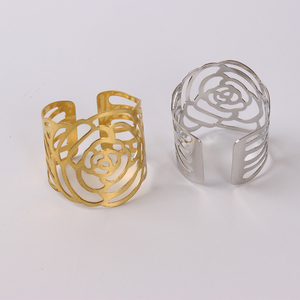 Rose Flower Napkin Ring Holder Decorative Metal Napkin Buckle for <b>Dining</b> <b>Table</b> Wedding Hotel Banquet Bulk Supply - Product Image 2