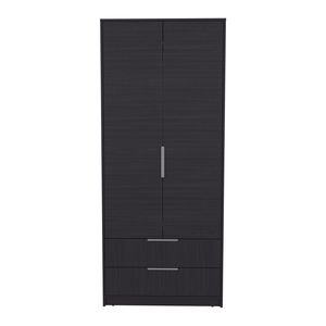Armadio Interno Nero Wenden con Doppie Ante, Due Cassetti, Asta Appendiabiti e Ripiani Interni - Product Image 3