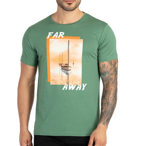 T-shirt vert à manches courtes pour homme, col rond, coupe ajustée, imprimé photo, jersey décontracté, tissu tricoté respirant - Product Image 4