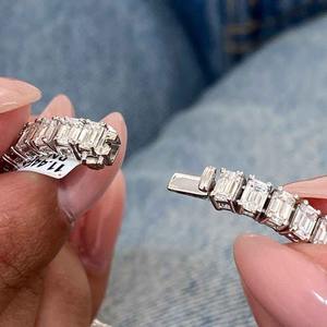 Bust Down Cuban Link <b>Bracelet</b> Moissanite Diamond 925 <b>Silver</b> Hip Hop Chain Style Womens Moissanite Cuban Link <b>Bracelet</b> - Product Image 4