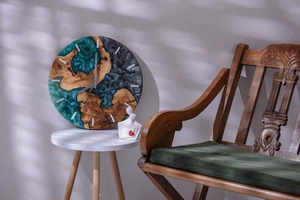 Horloge murale multicolores pour la maison, en résine époxy et bois, de qualité supérieure, design unique, horloge murale en bois, montre murale - Product Image 4