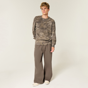 Men's Sporty Casual Baggy Loose Fit Wide Leg <b>Trousers</b> <b>Elastic</b> <b>Waist</b> Acid Wash Polyester/Cotton Eco-Friendly Anti-Wrinkle - Product Image 2