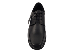Chaussures derby pour homme en cuir véritable noir, bout rond, lacets, respirantes, légères, semelle en caoutchouc, solides, toutes saisons - Product Image 1