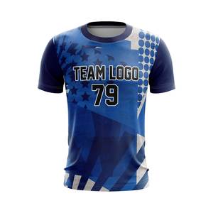 Camiseta Personalizada de E-Sports para Hombre, Cuello Redondo, Impresión por Sublimación, Patrón de Estrellas Azules y Blancas 79, Secado Rápido, 100% Poliéster, Logotipo del Equipo para Adultos - Product Image 1