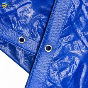 High Quality Blue Silver PE Tarpaulin Sheet 6x8m 90 GSM Waterproof UV Resistant Plastic <b>Tarp</b> Cover with Eyelets - Product Image 6