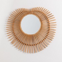 Miroir mural en rotin naturel floral grand format Art déco moderne le plus vendu 160x100cm Décoration intérieure Hôtels Cuisines Salles à manger