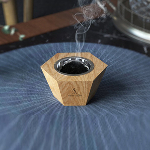 Luxury Hexagon Wooden <b>Bakhoor</b> Burner Tapered Geometric Arabic <b>Oud</b> Incense Holder With Removable Metal Bowl For Incense Use - Product Image 3