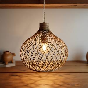 Lámparas Colgantes Decorativas de Ratán en Tendencia, Venta al por Mayor, Lámpara de Techo de Ratán Industrial Retro para Interiores - Product Image 3