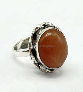 Bague en argent sterling 925 de style bohème fabriquée à la main pierre de pêche pierre précieuse pierre de lune bijoux cadeau pour elle - Product Image 3