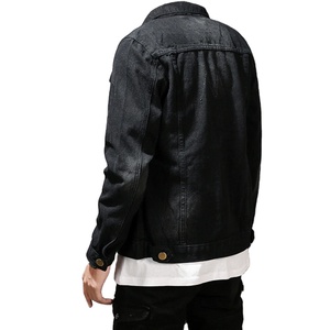 Veste en jean vintage noire pour homme, style motard streetwear hip-hop, coupe slim, décontractée, en coton, manteau en jean, vestes et manteaux en jean - Product Image 4