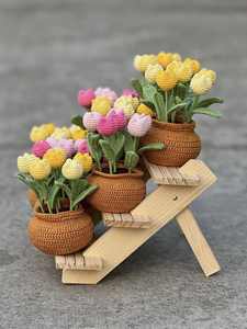 Fleurs en crochet faites à la main plantes en pot fleurs artificielles pour toujours pour Noël décorations pour la maison OEM fait Vietnam grand cadeau - Product Image 1