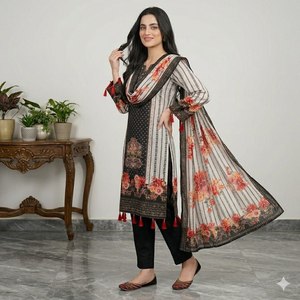 Conjunto de Kurti y Pantalón Bordado para Mujer Tallas Grandes con Detalles de Lentejuelas y Borlas, Ajuste Étnico Cómodo hasta la Talla 10XL - Product Image 3