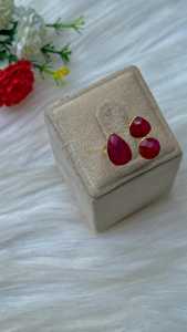 New Arrival Synthetic Customized Color Chalcedony 8x10mm Faceted Cut Prong Setting 14K Gold Plated <b>Brass</b> Christian Bohemian <b>Ring</b> - Product Image 3