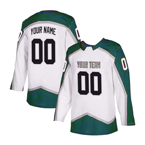 Your Team Ice Hockey Jersey White <b>Green</b> Sublimated Print Full Sleeve Moisture Wicking Men Adult Apparel - Product Image 6