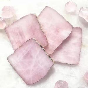 Posavasos de Cuarzo Rosa Natural, Irregular, Pulido, Semiprecioso, Decoración Artesanal para el Hogar, Bar, Regalo - Product Image 2