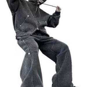 Ensemble de survêtement deux pièces pour homme en coton respirant de qualité supérieure, couleur unie, décontracté, vente en gros, collection hiver 2026 - Product Image 6