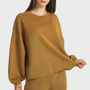 Conjunto Deportivo de 2 Piezas para Mujer, Sólido y Colorido, de Uso Múltiple, con Sudadera y Pantalones Deportivos, Corte Holgado, Cómodo, de Algodón - Product Image 4