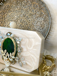 ArtGlow Clutch Resin Crafted Elegance in Your Hand Waterproof Magnetic Closure Capacity Diamond & Flower <b>Decorations</b> - Product Image 4