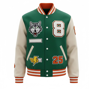 Chaqueta Varsity de Chenilla Bordada de Alta Calidad para Hombre - Ropa Urbana de Invierno Transpirable y Ecológica con Logotipo Frontal - Product Image 1