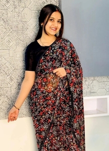 Sari de Georgette con Estampado KV Estilo Bollywood para Mujer - Ideal para Fiestas y Bodas - Product Image 3
