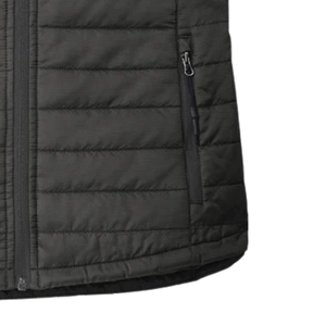 Gilet matelassé noir AKA Puffy pour femme, gilet rembourré léger brodé sans manches avec fermeture éclair, veste chaude pour l'extérieur - Product Image 3