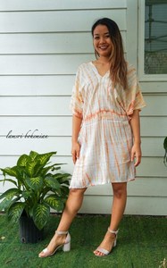 Tie Dye Maxi Dress 100% Cotton Woven Fabric Sleeveless Washable Sweet Style Casual Wear with Rayon Lining - Product Image 2