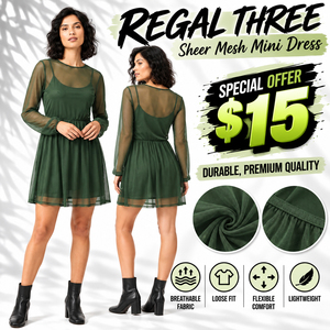 Mini-robe en maille transparente avec manches longues personnalisées 100% polyester, mini-robes transparentes pour femmes, fabrication de mini-robes en maille transparente - Product Image 1