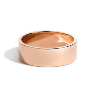 Wide Flat Gold Wedding Band 6mm Large Comfort Fit High Polish Plain Cigar <b>Stacking</b> <b>Rings</b> For Unisex Wholesale 14K 18K Solid Gold - Product Image 5