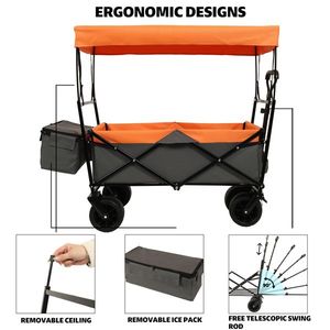 Vagoneta Plegable Ligera de 480 Libras con Toldo, Ruedas Todoterreno de 7 Pulgadas, Carrito de Camping Plegable de Gran Capacidad - Product Image 6