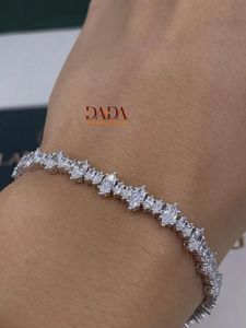 สร้อยข้อมือเพชรทรงมาร์คีส์สุดหรูสำหรับผู้หญิง เพชรเพาะเลี้ยงในห้องปฏิบัติการ ได้รับการรับรองว่าได้มาตรฐาน สร้อยข้อมือเพชรเคลือบทองคำขาว - Product Image 4