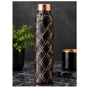Traditional Floral Branch Flask Chic Pink <b>White</b> Copper <b>Water</b> <b>Bottle</b> With Copper Lid Portable Travel Drinkware - Product Image 2