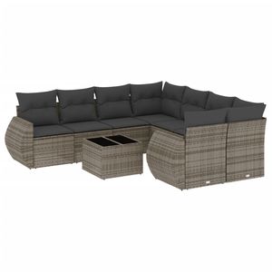 Conjunto de Sofá de Jardín de Ratán PE Gris con Acero con Recubrimiento en Polvo y Vidrio Templado, Muebles de Exterior Premium - Product Image 2