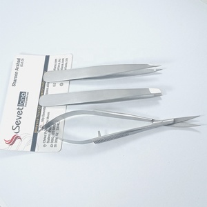 Pince à épiler dorée 3 pièces la plus demandée pour sourcils, avec pointe inclinée et ciseaux à ressort à lame droite, personnalisable avec logo - Product Image 6