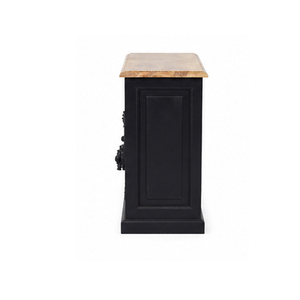Meuble TV moderne en bois noir avec plateau en bois naturel, console de rangement, unité multimédia pour salon - Product Image 2