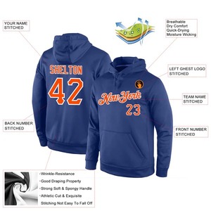 Sudadera con Capucha Deportiva Personalizada al por Mayor, Color Naranja Real y Blanco, Bordada, de Forro Polar, para Entrenamiento de Equipos - Product Image 2