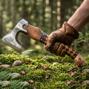 A&M ENTERPRISES Handmade <b>Viking</b> Bearded <b>Axe</b> with Polished Steel Head Wooden Handle and Woven Leather Grip Norse Style <b>Axes</b> - Product Image 5