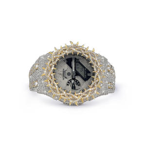 Montres Moissanite entièrement serties de diamants, demi-plateau, pièces intemporelles, boîtier rond en argent sterling pour la fonctionnalité - Product Image 2