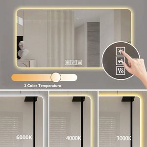Specchio LED da Bagno 28*60 Pollici Resistente alla Corrosione con Retroilluminazione Dimmerabile a Tre Colori e Funzione Antiappannamento One-Touch - Product Image 5