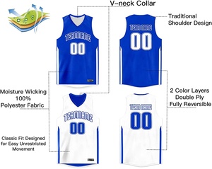 2023 maillot de basket-ball personnalisé réversible imprimé nom numéro athlétique uniforme d'équipe vierge pour hommes/jeunes - Product Image 4